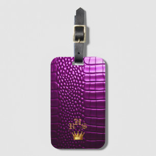 Etiqueta De Bagagem Elegante Vívido Roxo Crocodilo Crocodilo Roxo Mono