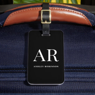 Etiqueta De Bagagem Elegantes Monograma Personalizado Nome Inicial Let