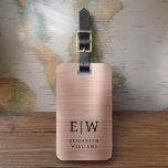 Etiqueta De Bagagem Elegente metálico Rosa, cor-de-rosa, Dourado, com<br><div class="desc">Apresentando nossa etiqueta de bagagem Elegante Metálica Bruta em Monograma: Eleve sua experiência de viagem com esse sofisticado acessório. Feito de material metálico escovado, essa etiqueta de bagagem exude elegância e estilo. O design do monograma acrescenta um toque personalizado, fazer é fácil identificar sua bagagem enquanto adiciona um toque de...</div>