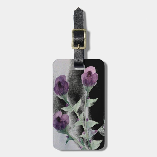 Etiqueta de bagagem em aquarela rosa roxa (Frente Vertical)