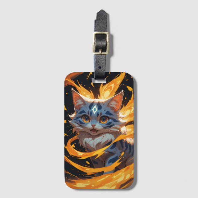 Etiqueta De Bagagem Ember Arcana: A Familiar de Kitten Flamebound (Frente Vertical)