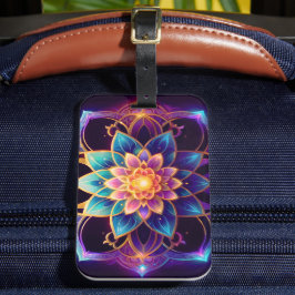 Etiqueta De Bagagem Emblema de Lótus - Floral Geométrico Abstrato Vibr