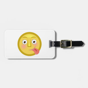 Etiqueta De Bagagem Emoji Cara Engraçada com Língua de Fora