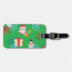 Etiqueta De Bagagem emoji de natal verde