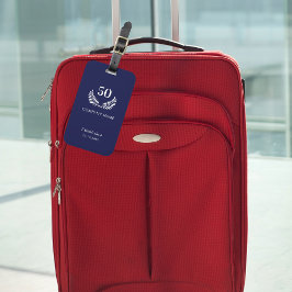 Etiqueta De Bagagem Empresa de negócios branco azul marinho no ano est