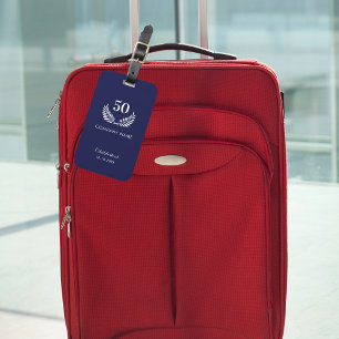 Etiqueta De Bagagem Empresa de negócios branco azul marinho no ano est