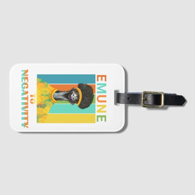 Etiqueta De Bagagem Emu Bird Pun Engraçado - Emune à Negatividade (Frente Horizontal)