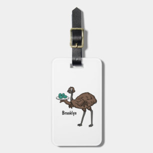 Etiqueta De Bagagem Emu com ilustração de desenho animado de ovos