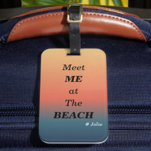 Etiqueta De Bagagem Encontre-me na Praia Verão Praia Nascer do Sol Cor