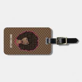 Etiqueta De Bagagem Encorajando mulheres negras, Bolinhas marrons