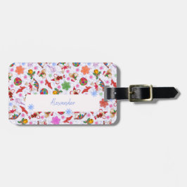 Etiqueta De Bagagem Enfeites de natal de Feriado Romântico Azul-Cinto