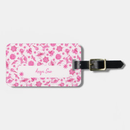 Etiqueta De Bagagem Enfeites de natal de Férias Românticas Cor-de-Rosa