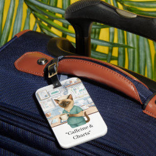 Etiqueta De Bagagem Enfermeira com texto engraçado para gatos amam bag
