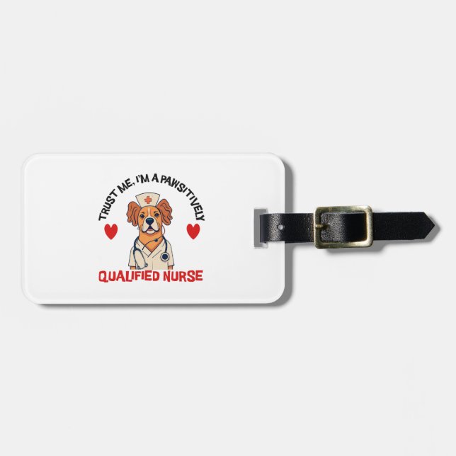 Etiqueta De Bagagem Enfermeira Qualificada Pawsitivamente (Frente Horizontal)