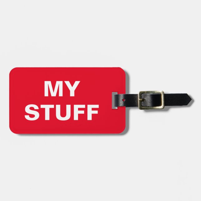 Etiqueta de bagagem engraçada com 'My Stuff' grava (Frente Horizontal)