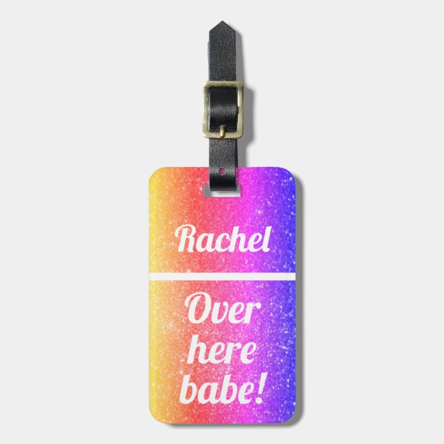 Etiqueta de bagagem engraçada personalizada | Aqui (Frente Vertical)