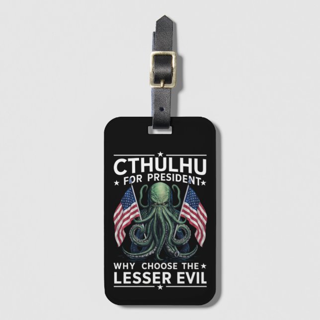 Etiqueta De Bagagem Engraçado 2024 Eleições Cthulhu Para Presidente (Frente Vertical)