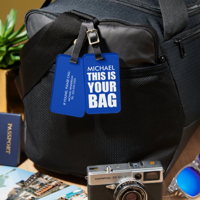 Etiqueta De Bagagem Engraçado Blue Bag Atentado Viagem (Frente e verso)