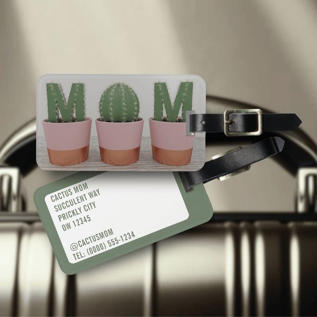 Etiqueta De Bagagem Engraçado Cactus Mãe Planta (Cactus Mom Luggage Tags. Perfect gift for the plant loving mom in your life. Just add her details)