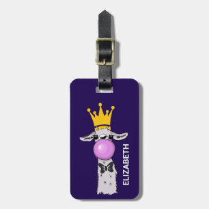 Etiqueta De Bagagem Engraçado Ilustração do Llama soprando uma bolha r