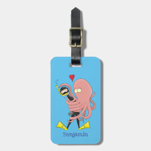Etiqueta De Bagagem Engraçado polvo abraços mergulham humor de desen