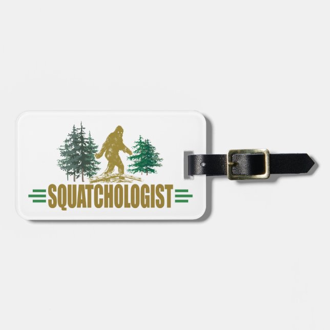 Etiqueta De Bagagem Engraçado Sasquatch, Esmagamento, Esmagamento, Cre (Frente Horizontal)
