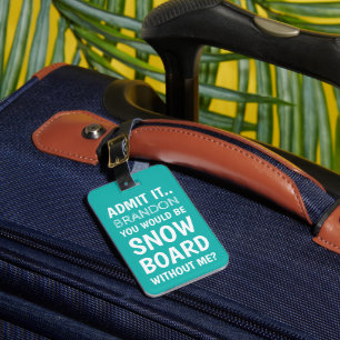 Etiqueta De Bagagem Engraçado Snowboard Teal Winter Sports Viagem
