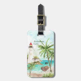 Etiqueta De Bagagem Enseada Pirata de Aquarela Verão