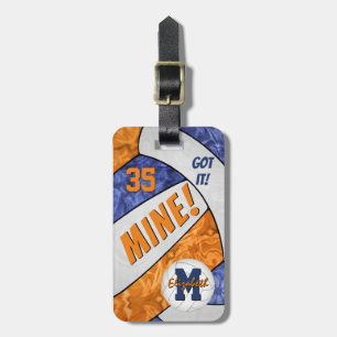 Etiqueta De Bagagem Entendi! cores da equipe de laranja azul de vôlei