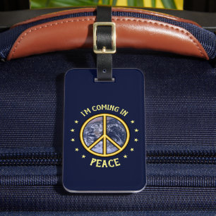 Etiqueta De Bagagem Entrando em paz sem informações de contato no vers