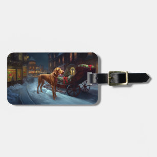 Etiqueta De Bagagem Época Festiva de Natal do Vizsla