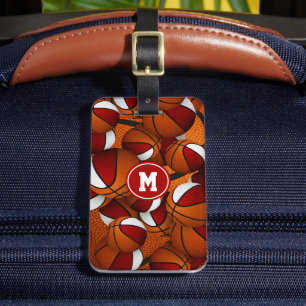 Etiqueta De Bagagem Equipe branca vermelha de basquetebol infantil