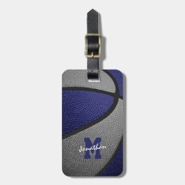 Etiqueta De Bagagem equipe da cinza azul coloração do basquete monogra