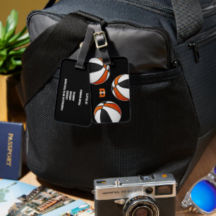 Etiqueta De Bagagem equipe de cor laranja negra colorido atletas de ba