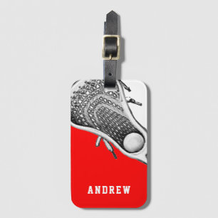 Etiqueta De Bagagem Equipe de Lacrosse Personalizada Vermelha