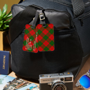 Etiqueta De Bagagem Erskine tartan red xadrez