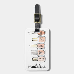 Etiqueta De Bagagem Esboço cor-de-rosa moderno selvagem do verniz para