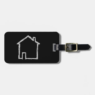 Etiqueta De Bagagem Esboço da casa. Cinzas e preto