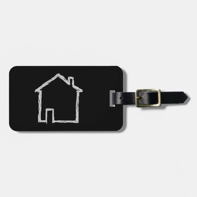 Etiqueta De Bagagem Esboço da casa. Cinzas e preto (Frente Horizontal)