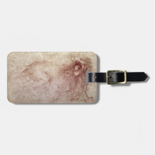 Etiqueta De Bagagem Esboço de um leão rujir (giz vermelho no papel)