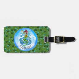 Etiqueta De Bagagem Escalas Verdes do Mar Sereia