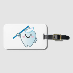 Etiqueta De Bagagem Escovadela de dente bonito dos desenhos animados