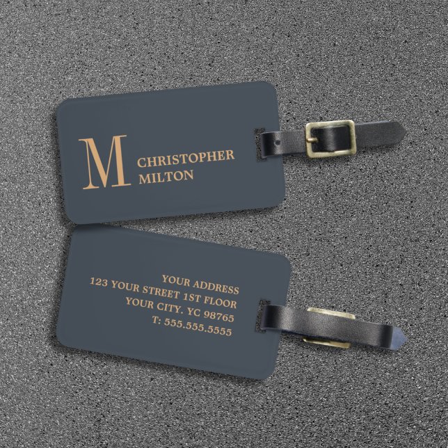 Etiqueta De Bagagem Escuro Azul Profundo e Negrito (Criador carregado)