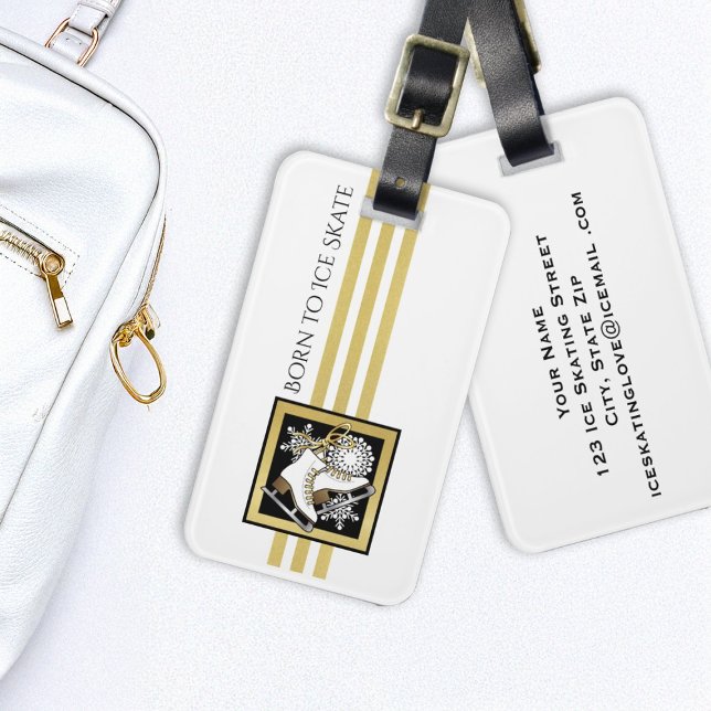 Etiqueta De Bagagem Esfolamento Dourado de gelo branco branco brilhant (Criador carregado)