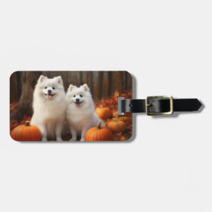 Etiqueta De Bagagem Eskimo Americano Puppy Autumn Delight Pumpkin