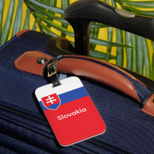Etiqueta De Bagagem Eslováquia Bandeira Eslovaca Emblema Europa