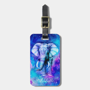 Etiqueta De Bagagem Espaço da Nebulosa do Elefante hipster.           