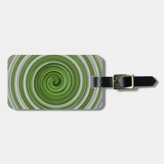 Etiqueta De Bagagem Espelho espiralado branco verde (Frente Horizontal)