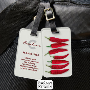 Etiqueta De Bagagem Espicia Vermelho Moderno Mínimo Crochet Jalapeno N