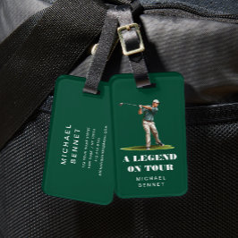 Etiqueta De Bagagem Esporte de Golfista Verde Engraçado